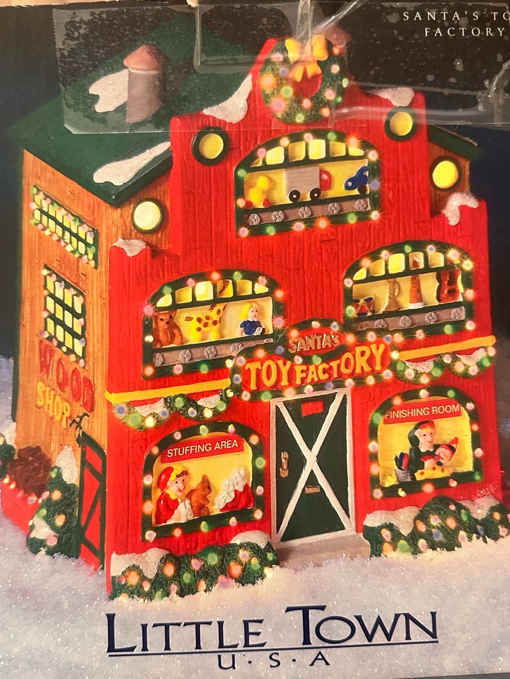 Festive Little Town U.S.A. Santa’s Toy Factory Christmas Village Building
